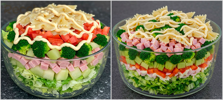 Ensalada de pasta fría con jamón